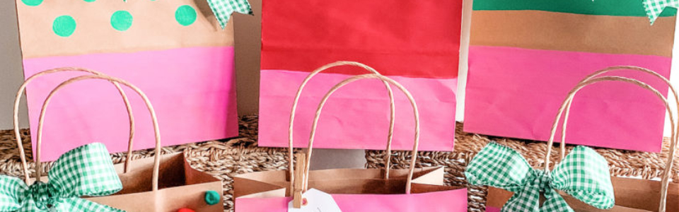 a DIY painted holiday gift bags